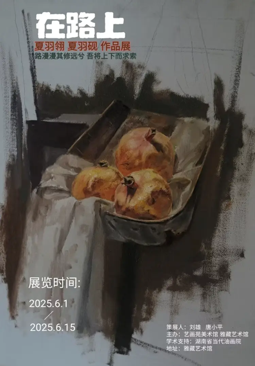 夏羽翎和夏羽砚姐妹油画《水南桥上望资江晚霞》(图4)